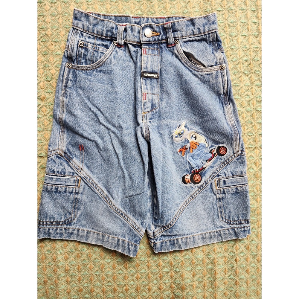 Vintage Jean Baggy Shorts Boys Chump Denim Boys M 10 100% Cotton, Jnco Style
